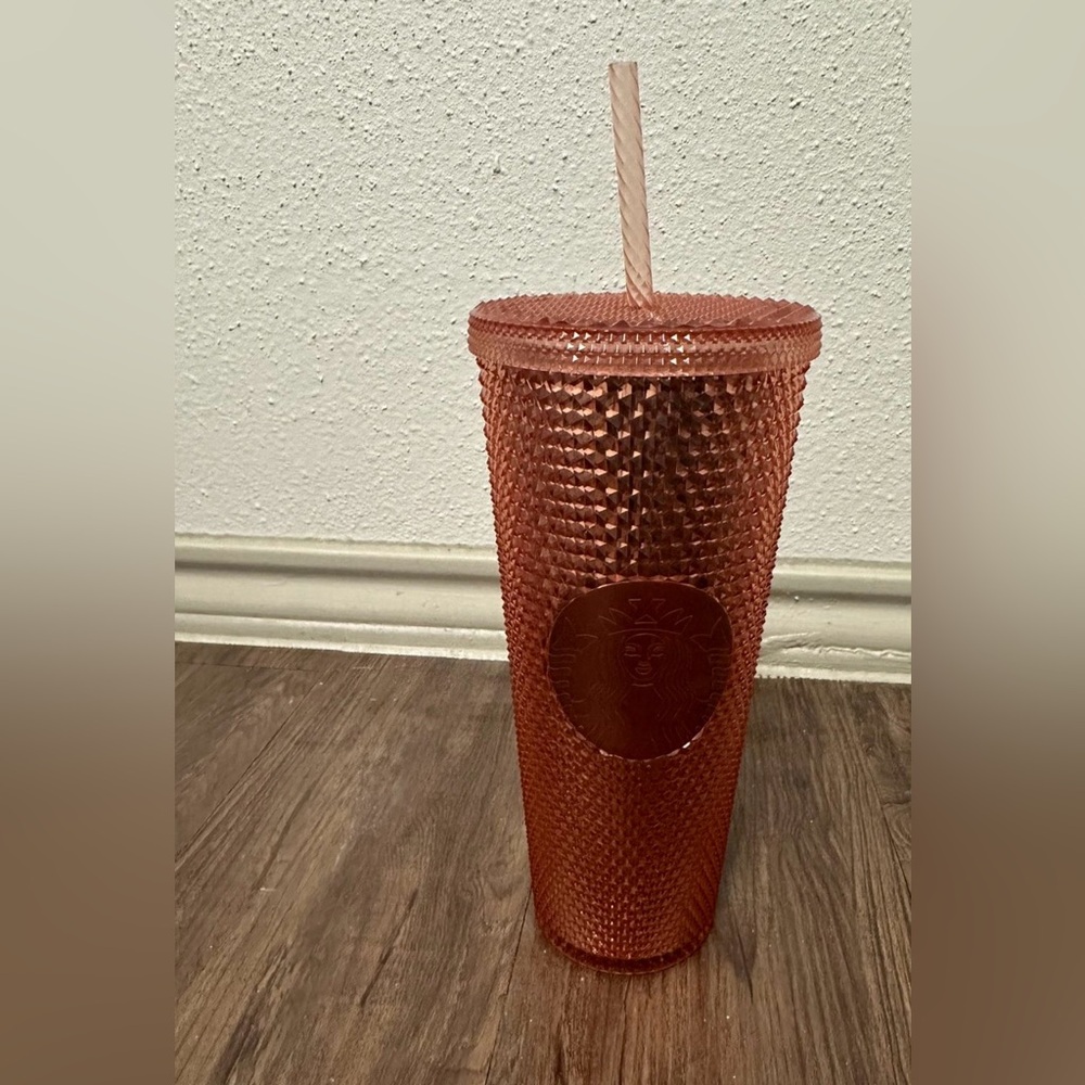 Starbucks Rose Gold Textured Tumbler with Straw